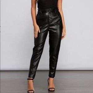 Faux Leather Paperbag Pants